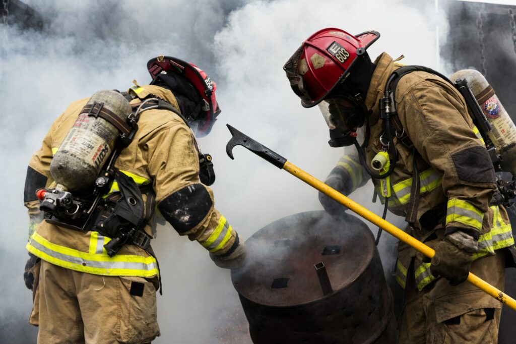 Firefighters Checking Site Firefighters Checking Site